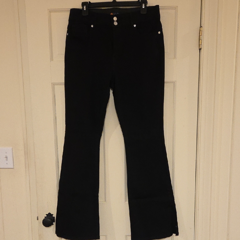 Indigo Poppy Flare Jeans Sz 14 Black